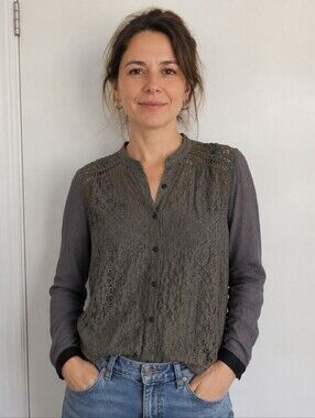 NOA NOA MESH EMBROIDERED BUTTON DOWN SHIRT SIZE 42 EU